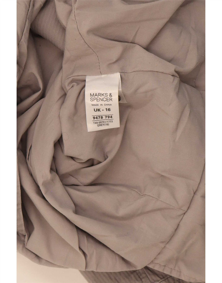Marks & Spencer Damska marynarka z krótkim rękawem, zapinana na 2 guziki, UK 16, duża, szara
