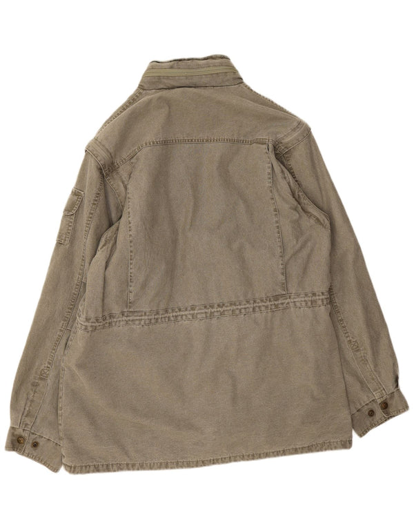 Vintage męska kurtka z kapturem UK 44 2XL, bawełna khaki