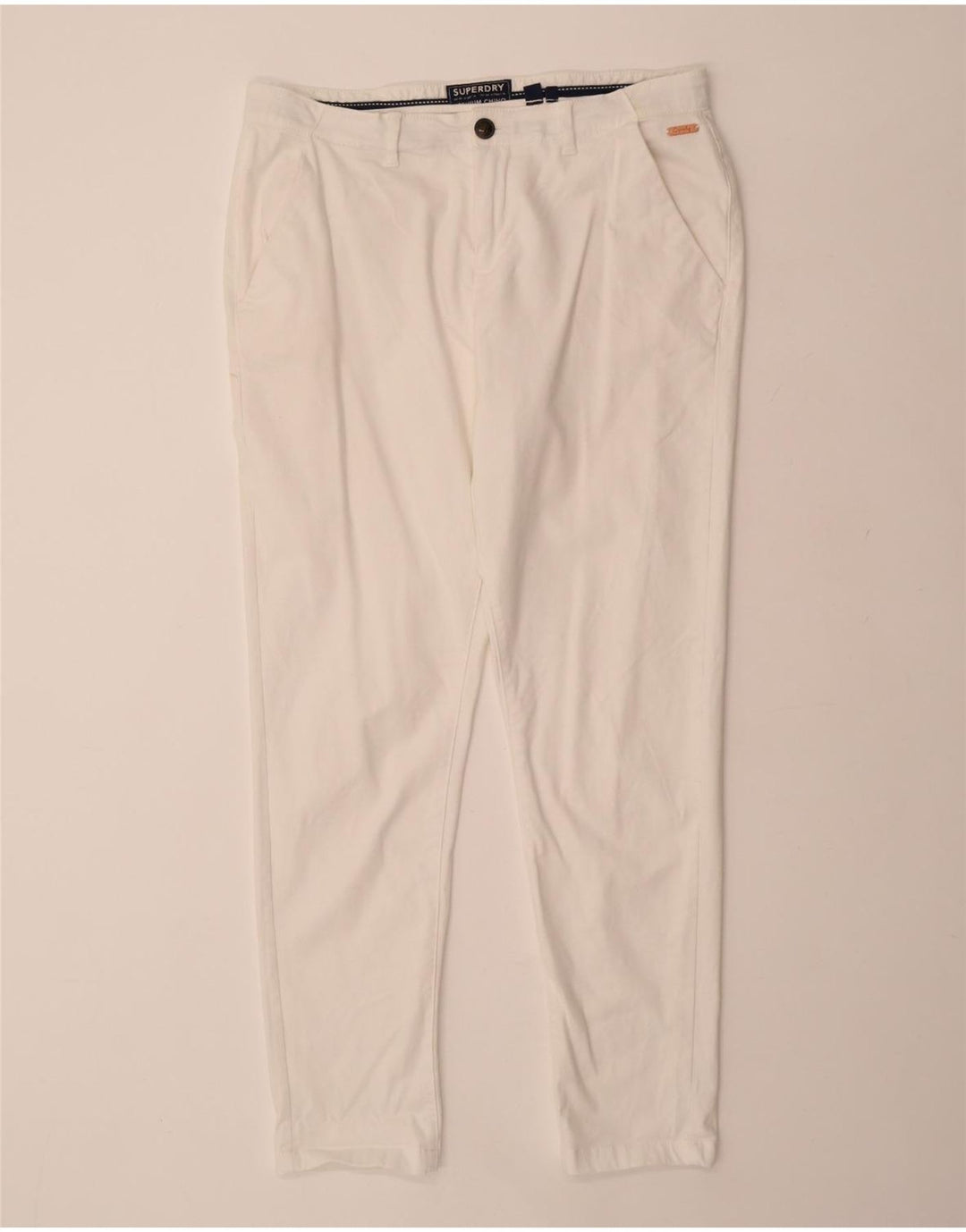 SUPERDRY Damskie spodnie typu chino UK 16 Large W34 L29 Biała bawełna
