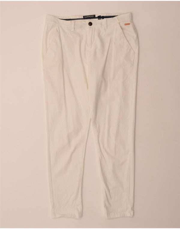 SUPERDRY Damskie spodnie typu chino UK 16 Large W34 L29 Biała bawełna