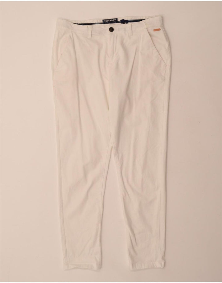 SUPERDRY Damskie spodnie typu chino UK 16 Large W34 L29 Biała bawełna
