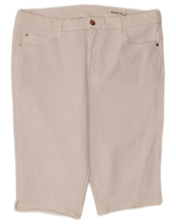 Marks & Spencer Damskie spodenki jeansowe z wysokim stanem UK 18 XL W36 Biała bawełna