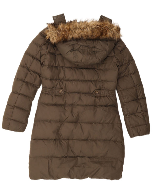 Damski ocieplany płaszcz z kapturem Tommy Hilfiger UK 10, mały, khaki, poliester