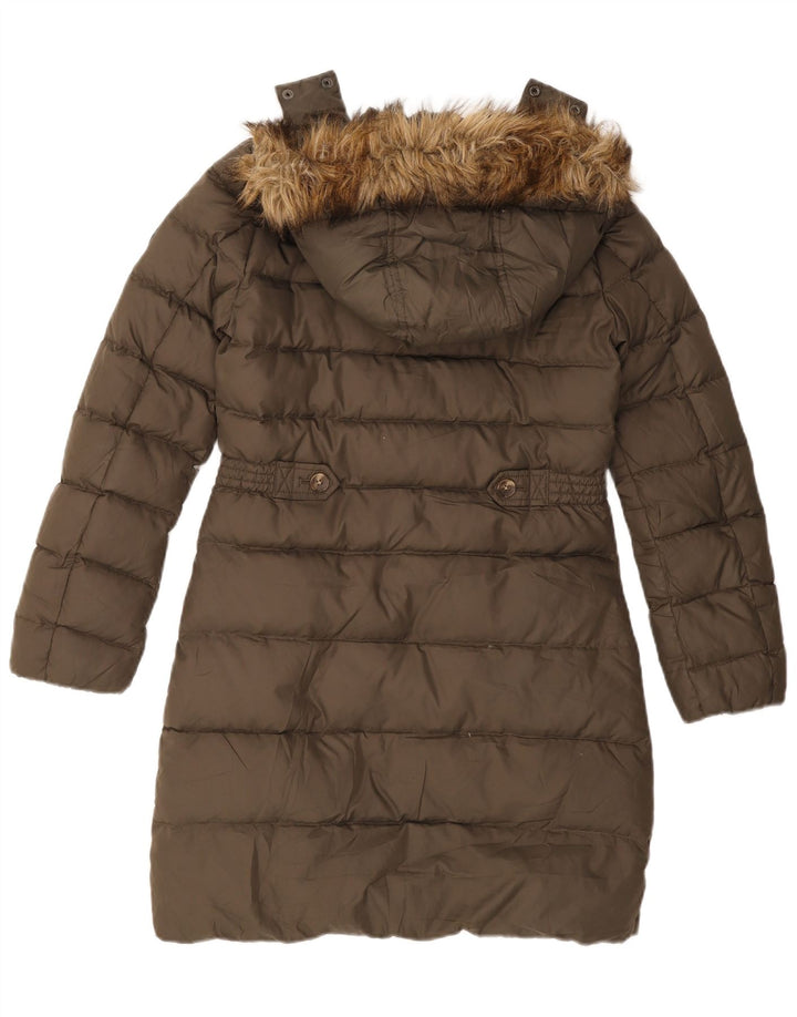 Damski ocieplany płaszcz z kapturem Tommy Hilfiger UK 10, mały, khaki, poliester