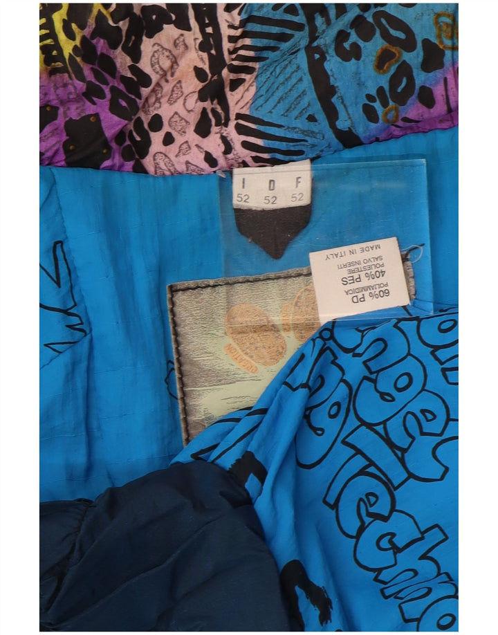 Damska kurtka narciarska oversize w stylu vintage IT 52 2XL Niebieski poliamidowy nadruk zwierzęcy