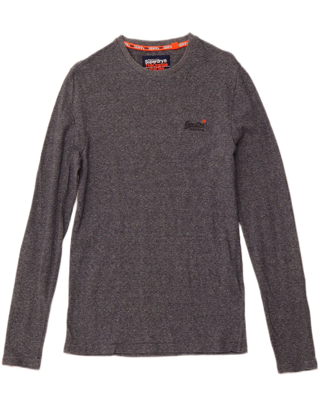 SUPERDRY Męski top z długim rękawem, mały, granatowy, bawełniany w cętki