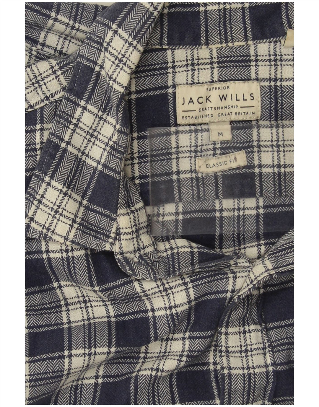 JACK WILLS Męska koszula flanelowa o klasycznym kroju, średnia, granatowa, bawełniana w kratę
