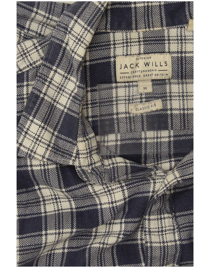 JACK WILLS Męska koszula flanelowa o klasycznym kroju, średnia, granatowa, bawełniana w kratę
