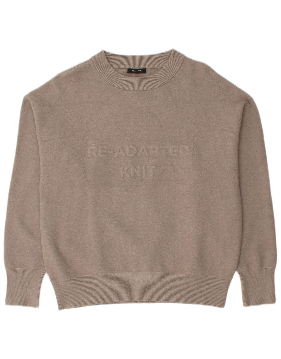 Damski sweter Massimo Dutti z graficznym wycięciem pod szyją, UK 14, średni beż