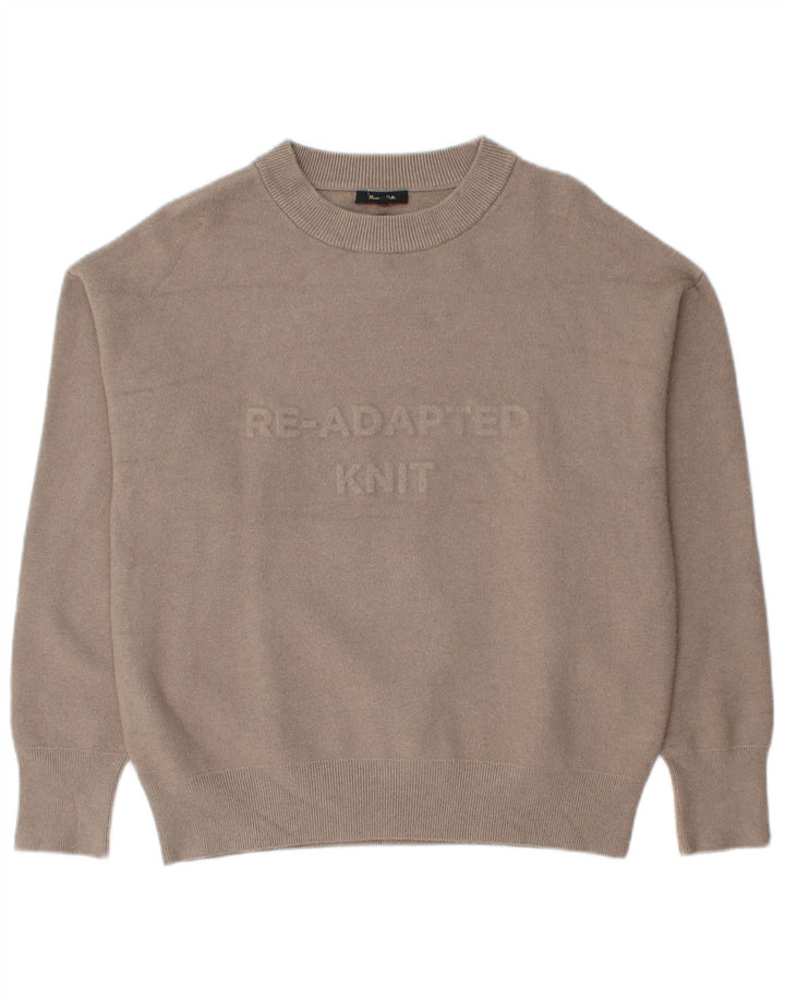 Damski sweter Massimo Dutti z graficznym wycięciem pod szyją, UK 14, średni beż