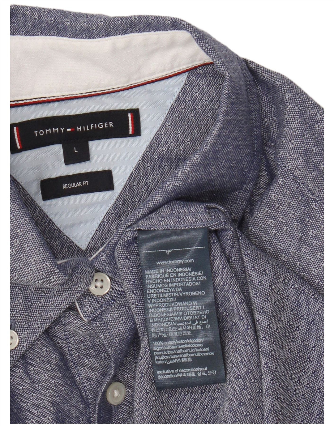 Męska koszula o regularnym kroju Tommy Hilfiger, duża, granatowa, bawełniana