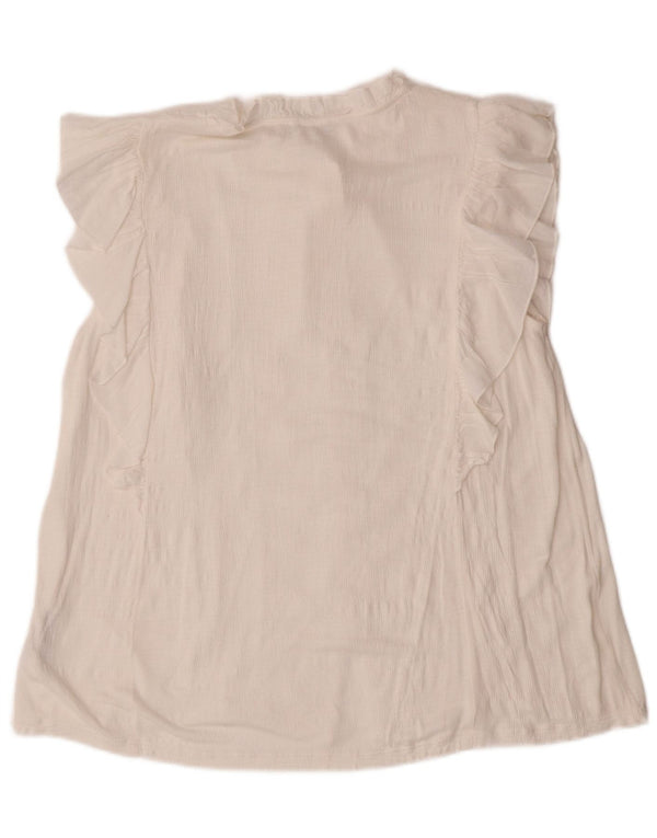 Damska bluzka koszulowa z krótkim rękawem MONSOON UK 14 Średnia biała wiskoza