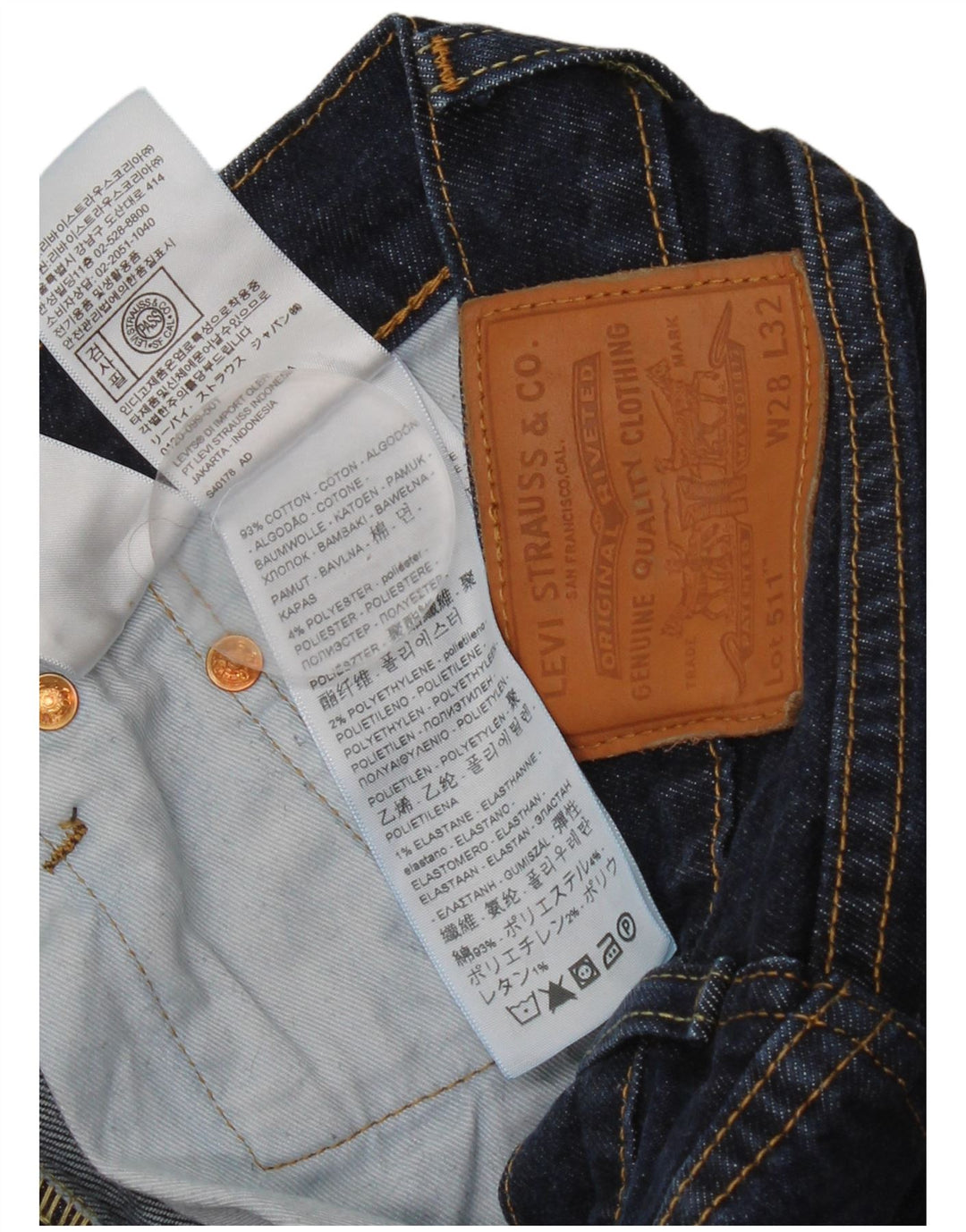 Męskie jeansy Levi's 511 Slim W28 L32 Niebieskie bawełniane