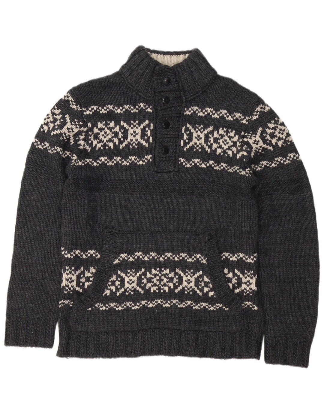 Męski sweter zapinany na guziki Dockers, duży, szary, akryl Fair Isle