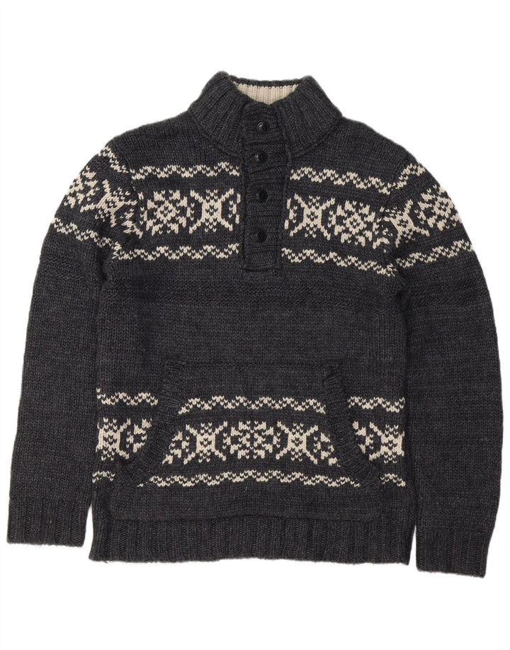 Męski sweter zapinany na guziki Dockers, duży, szary, akryl Fair Isle