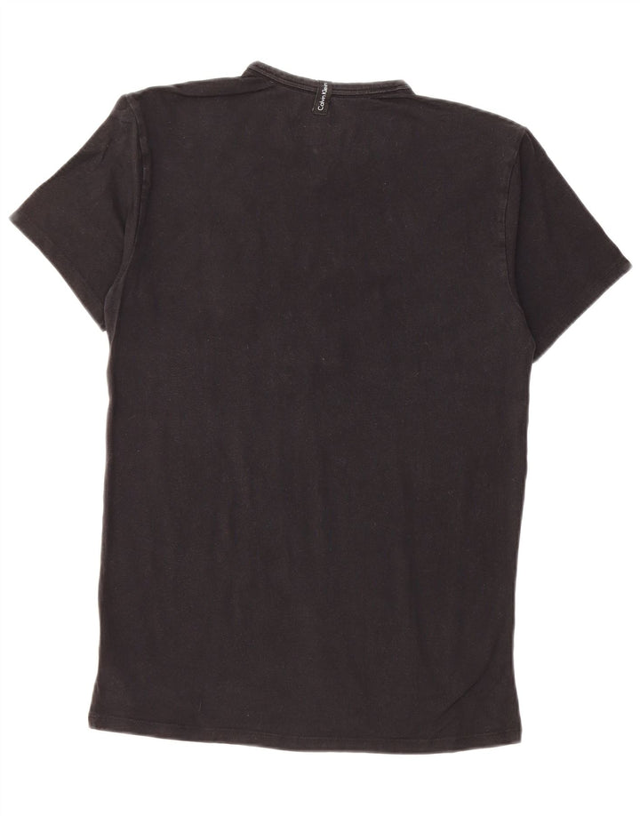 Męski T-shirt z grafiką CALVIN KLEIN, mały, czarny, bawełniany