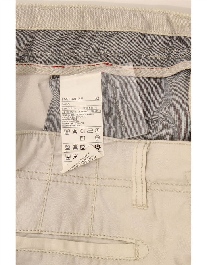PLAYLIFE Mens Chino Shorts W33 Medium Grey Cotton