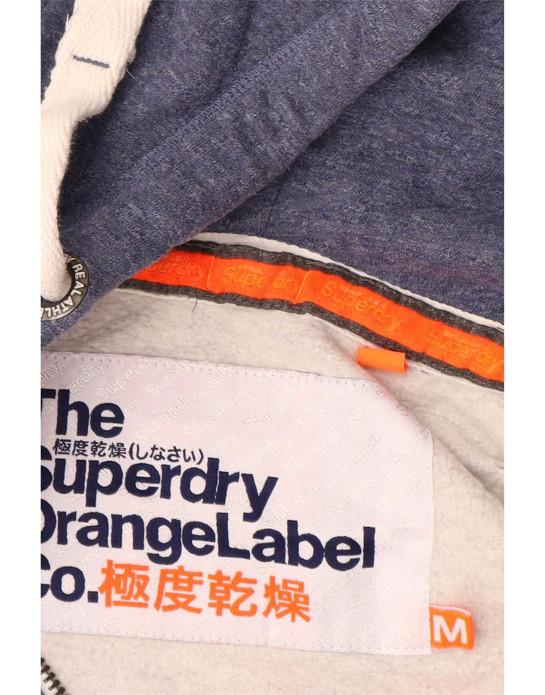 SUPERDRY Męski sweter z kapturem i zamkiem, średni niebieski, bawełniany