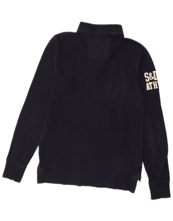 Męska koszulka polo do rugby Superdry z długim rękawem i grafiką, średnia, granatowa, bawełniana