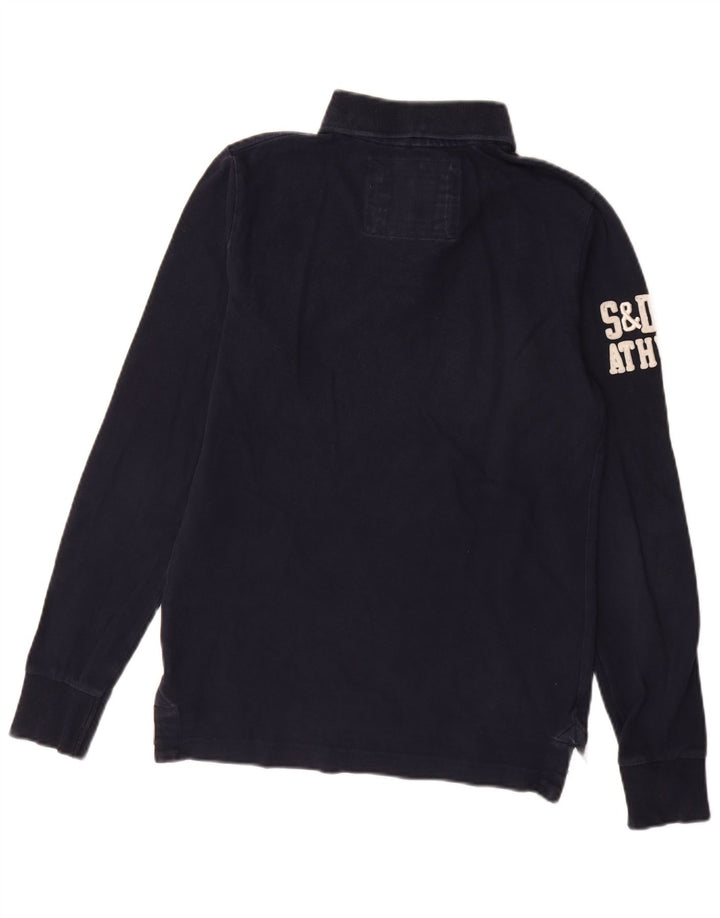 Męska koszulka polo do rugby Superdry z długim rękawem i grafiką, średnia, granatowa, bawełniana