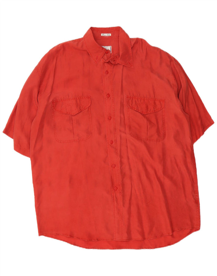 Koszula męska z krótkim rękawem BRUGI, duża, czerwona, jedwabna