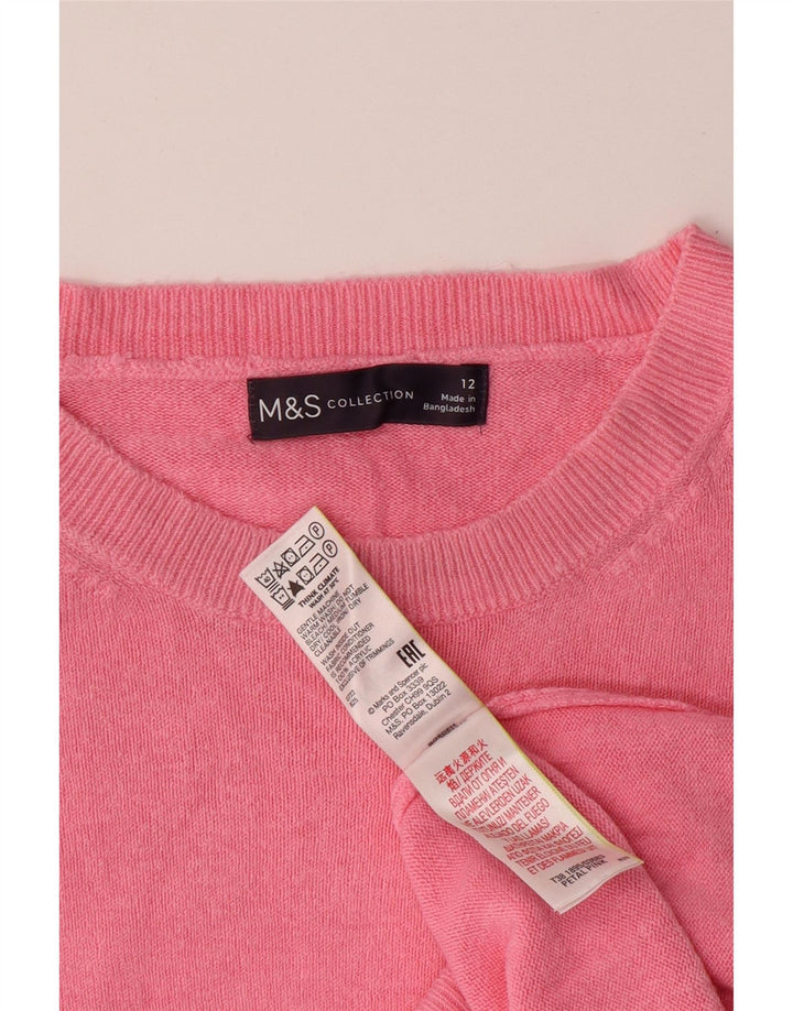 MARKS & SPENCER Damski sweter z dekoltem w łódkę UK 12 Średni różowy akryl