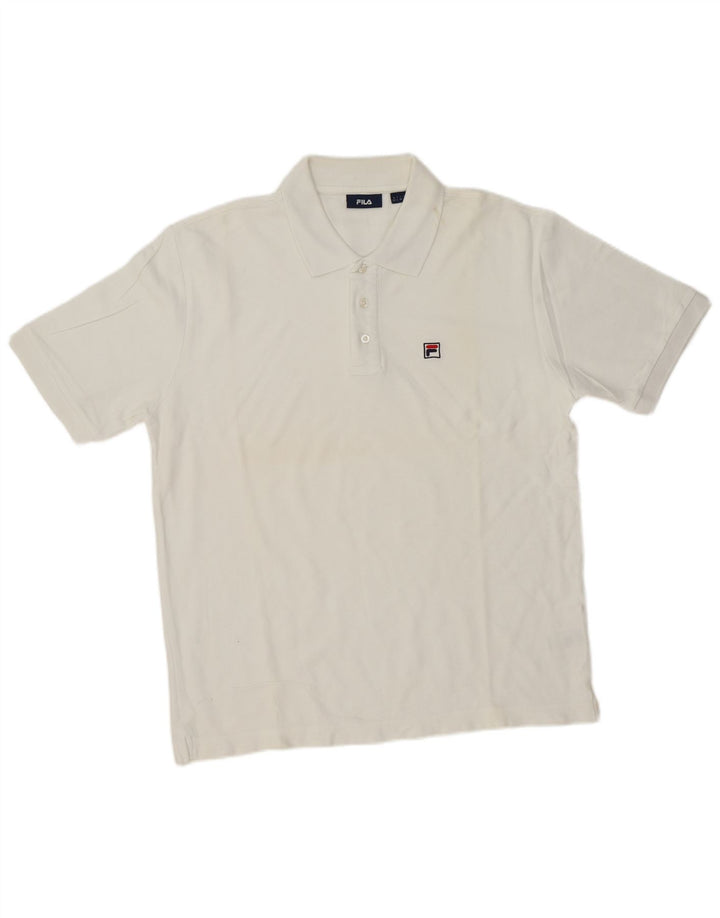 FILA Mens Polo Shirt Large White Cotton