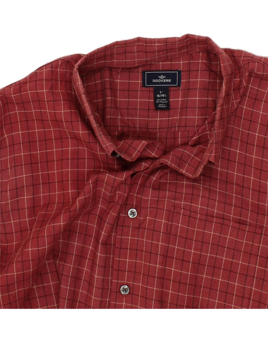 DOCKERS Mens Shirt Size 16 1/2 Large Red Check Cotton Vintage Dockers and Second-Hand Dockers from Messina Hembry 