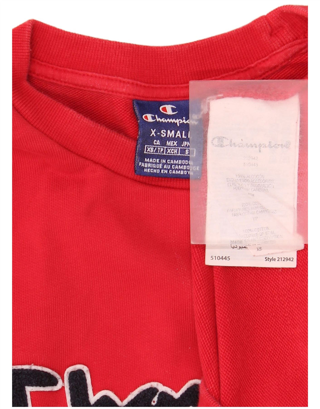 Damska bluza Champion Graphic Oversize Sweter UK 6 XS Czerwona bawełna