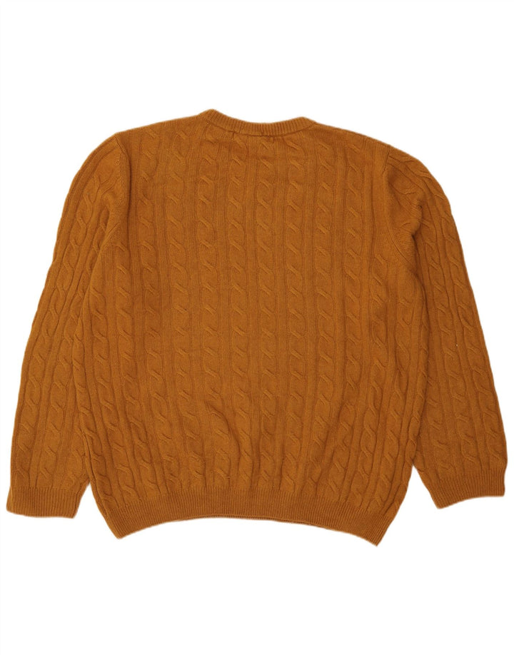 Męski sweter Timberland z okrągłym dekoltem, duży, brązowy, wełniany