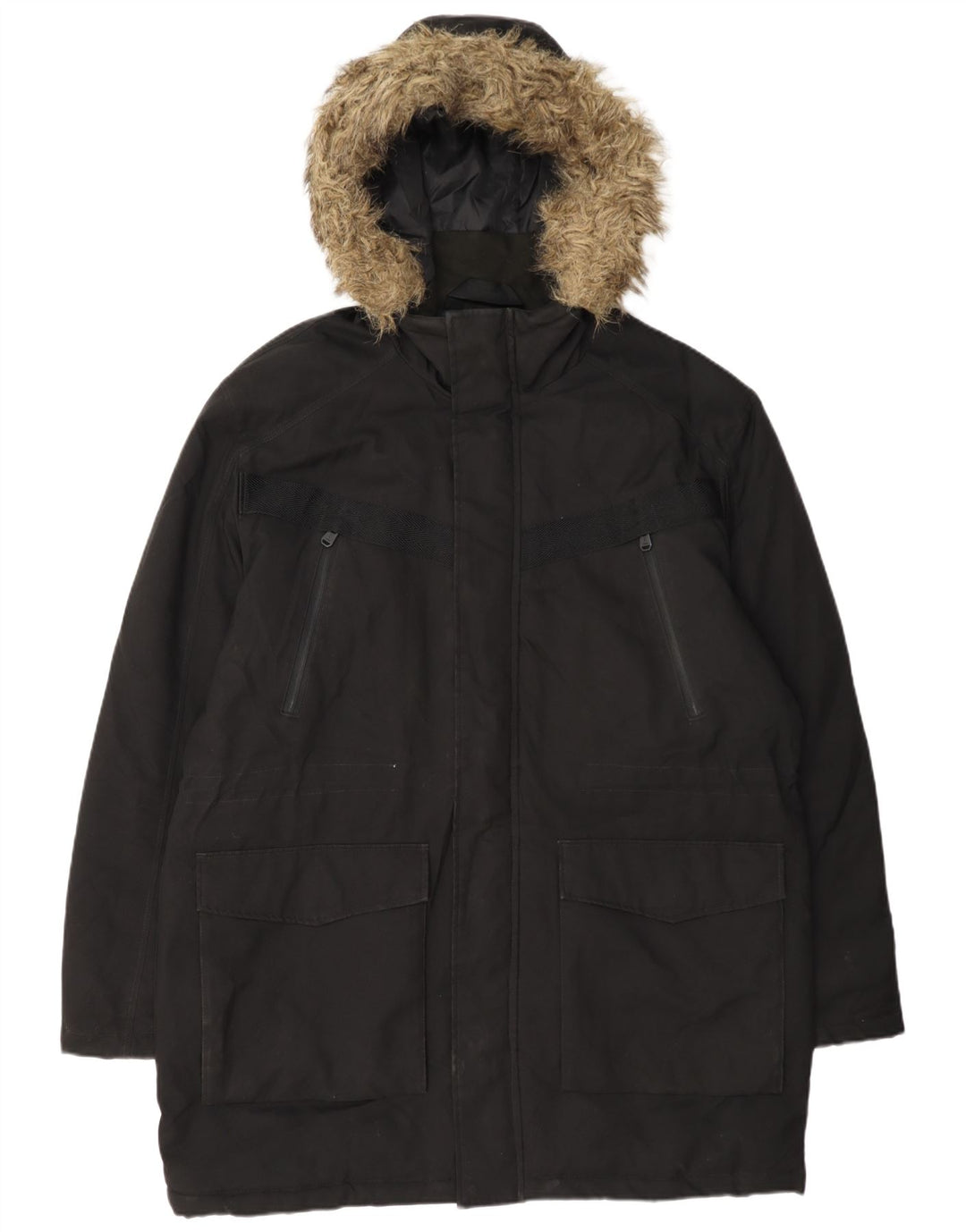 Męska kurtka parka z kapturem Jack & Jones UK 44 2XL Czarny poliester