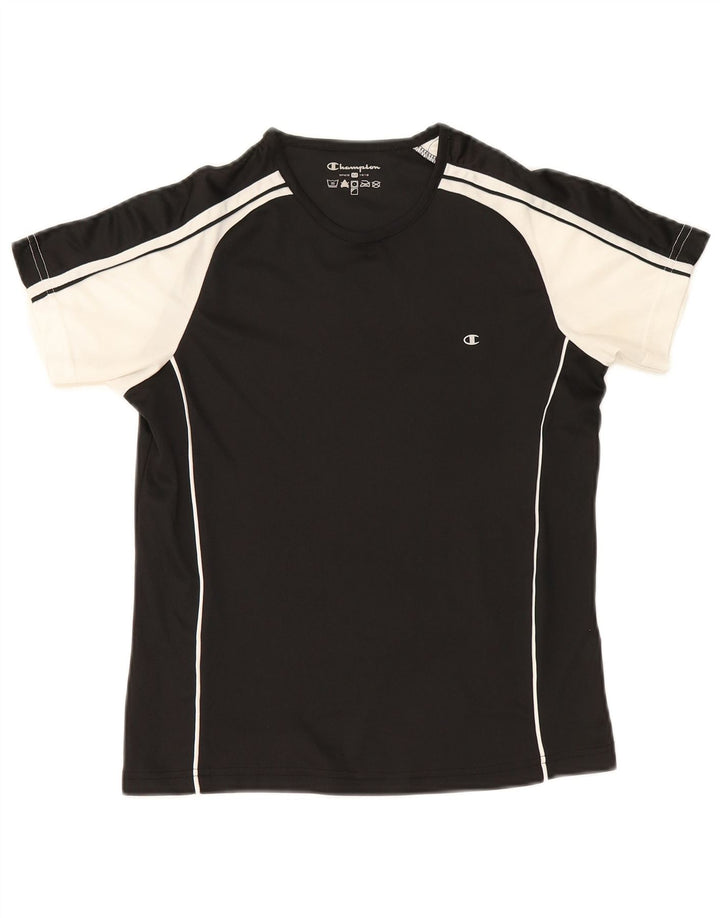 T-shirt damski Champion UK 12, średni czarny, poliester z blokami kolorów