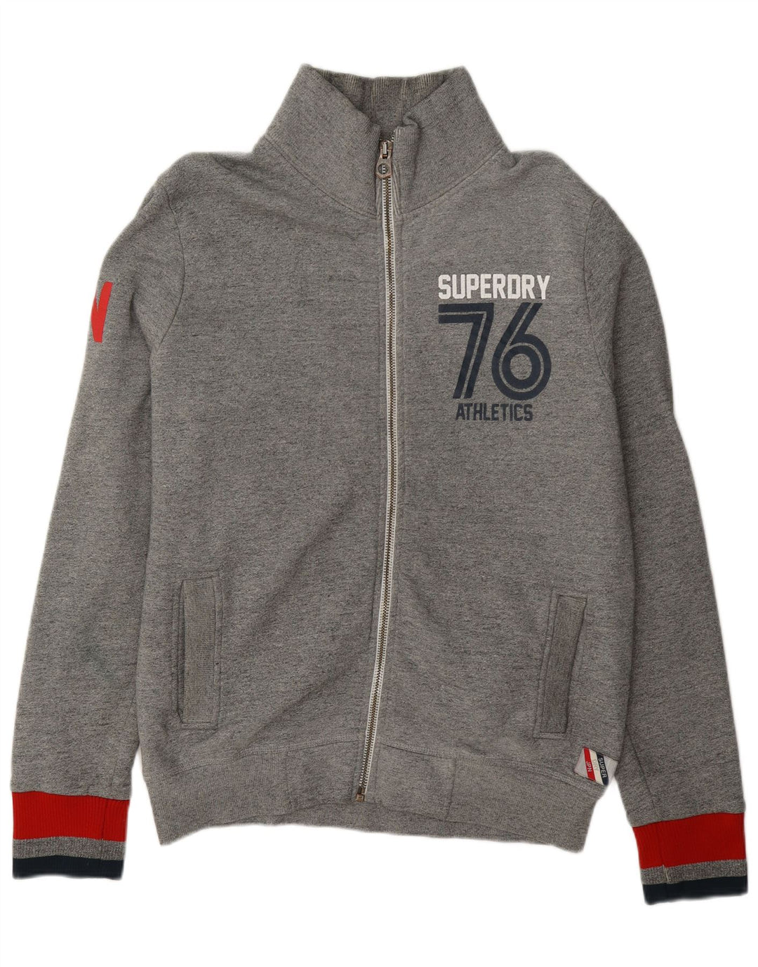 Męska kurtka dresowa Superdry z grafiką, 2XL, szara, bawełniana w bloki kolorów