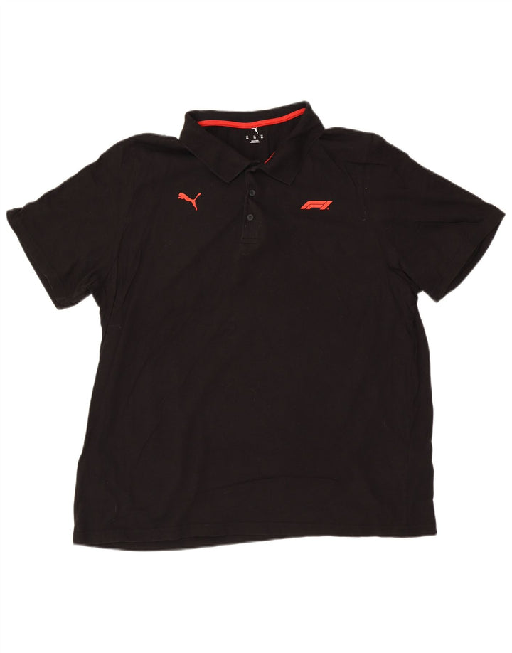 Męska koszulka polo z grafiką PUMA 2XL, czarna, bawełniana