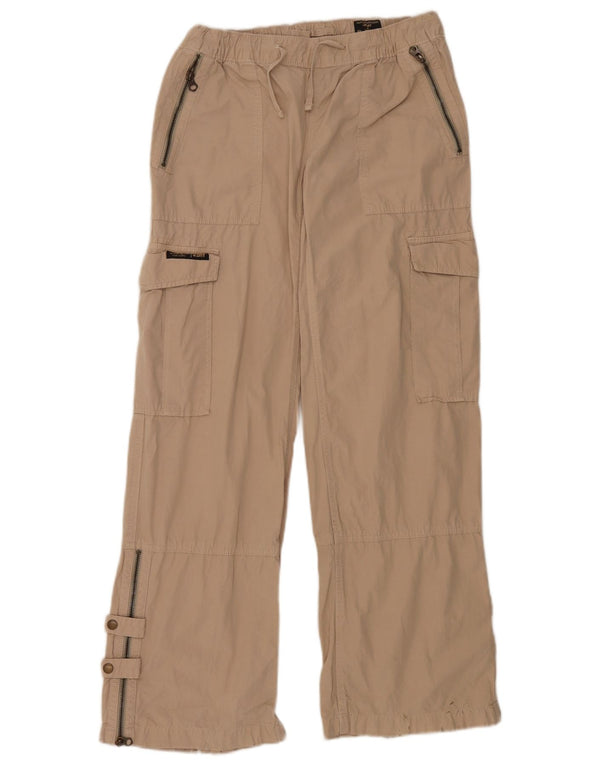 Damskie spodnie cargo z szeroką nogawką Superdry W28 L32 Beżowa bawełna