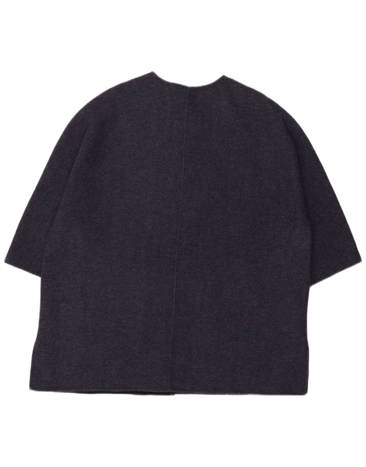 Damski płaszcz oversize z rękawem 3/4 Zara UK 16, duży, granatowy, wełniany