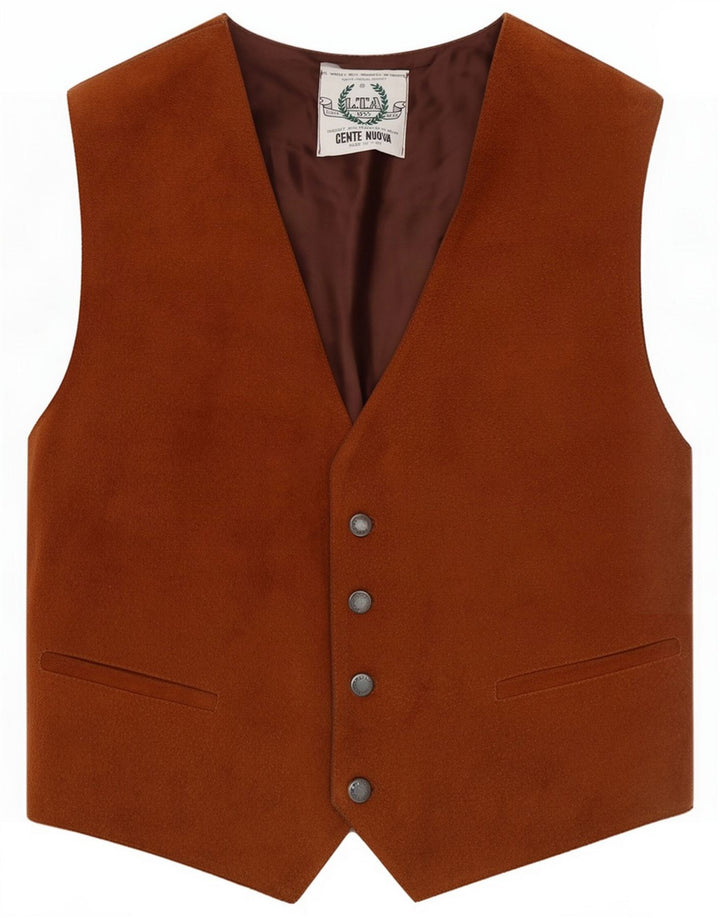 Męska kamizelka zamszowa w stylu vintage, średni brąz