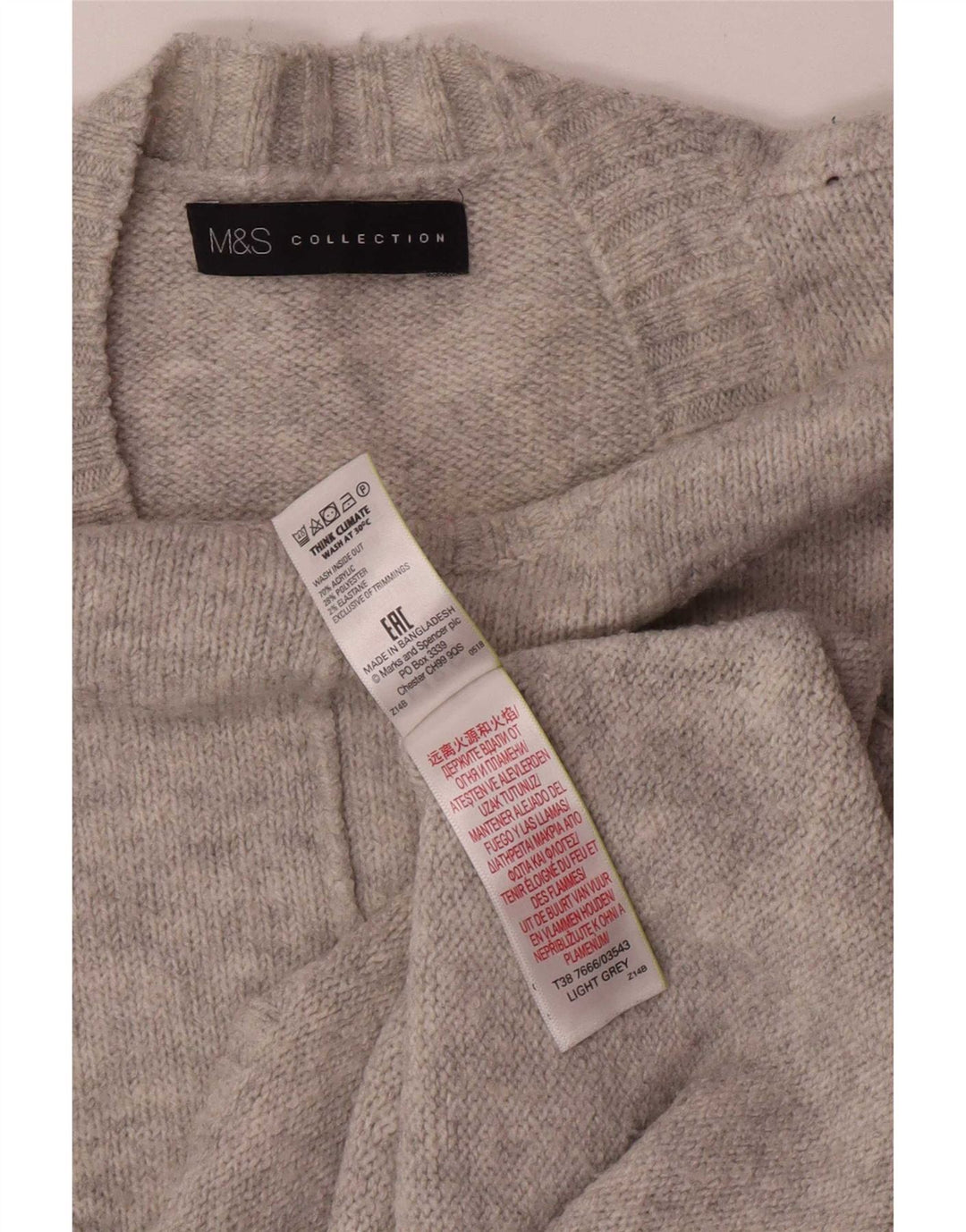 Marks & Spencer Damski sweter z okrągłym dekoltem, UK 14, średni szary akryl