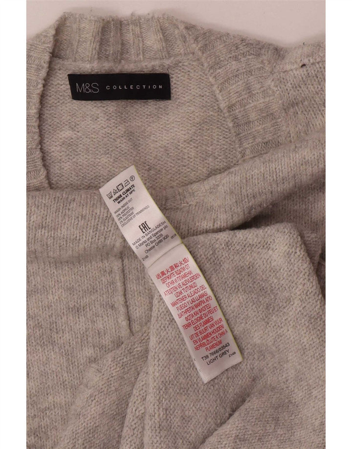 Marks & Spencer Damski sweter z okrągłym dekoltem, UK 14, średni szary akryl