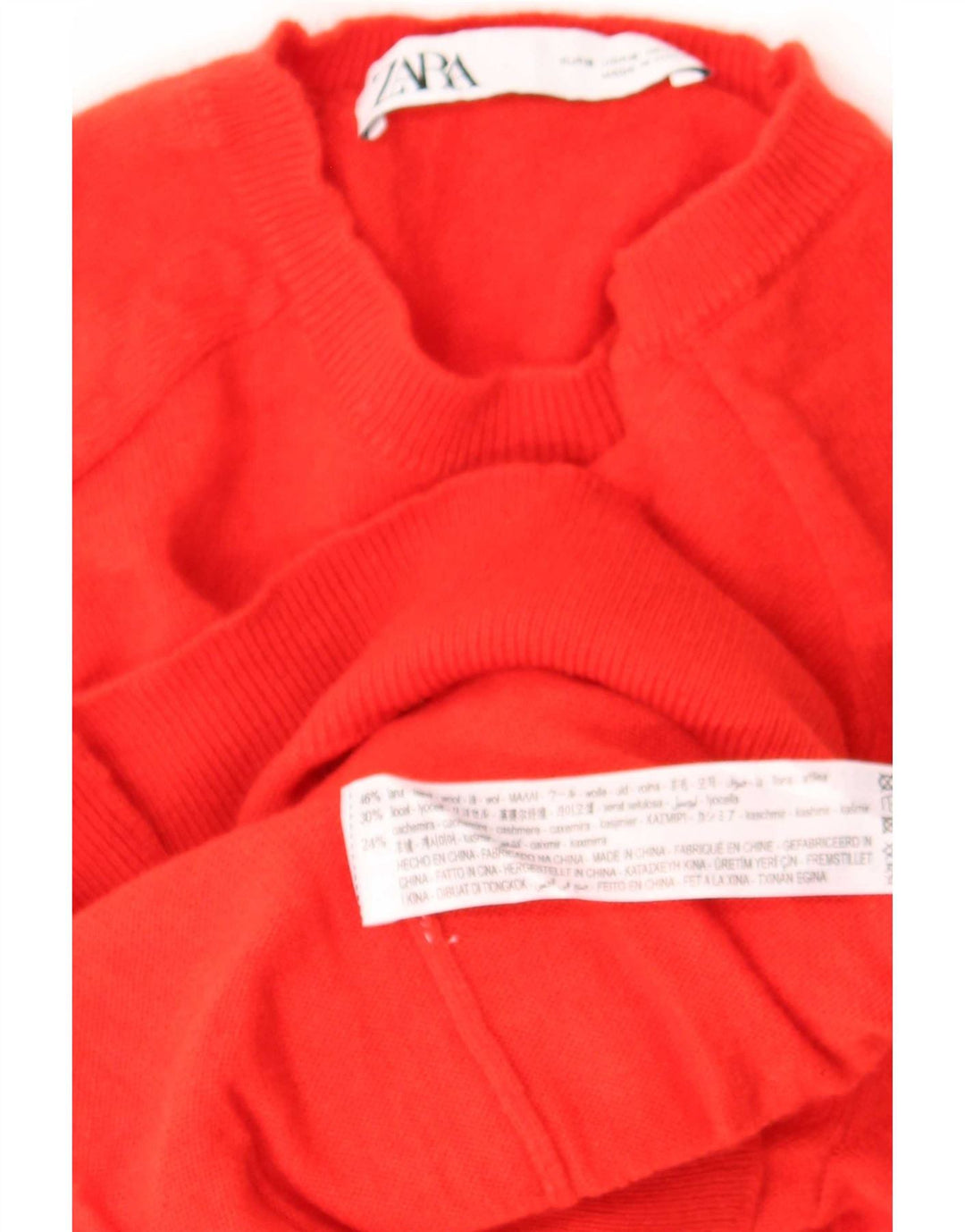 Sweter damski Zara z okrągłym dekoltem UK 10 Small Red Wełna