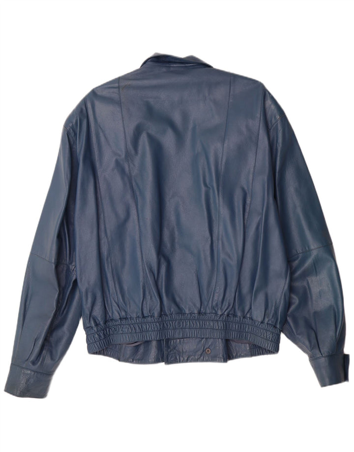 Męska kurtka wojskowa skórzana VINTAGE IT 52 XL niebieska skóra