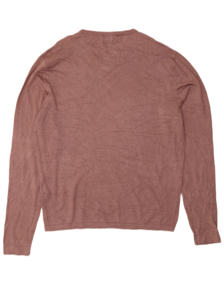 Męski sweter Zara z dekoltem w kształcie litery V, XL, różowa wiskoza