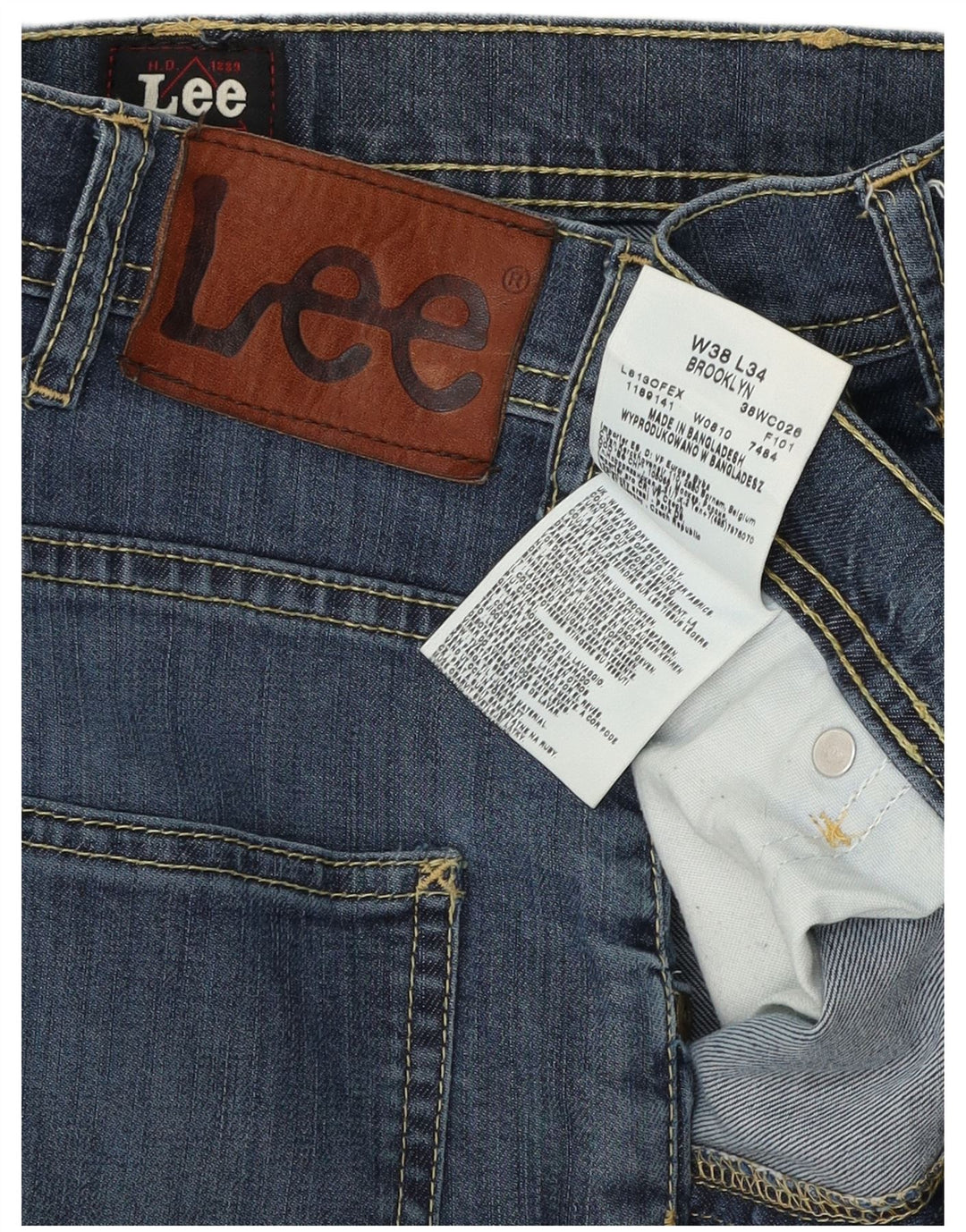 Męskie dżinsy Lee Brooklyn Straight W38 L31 Niebieskie bawełniane