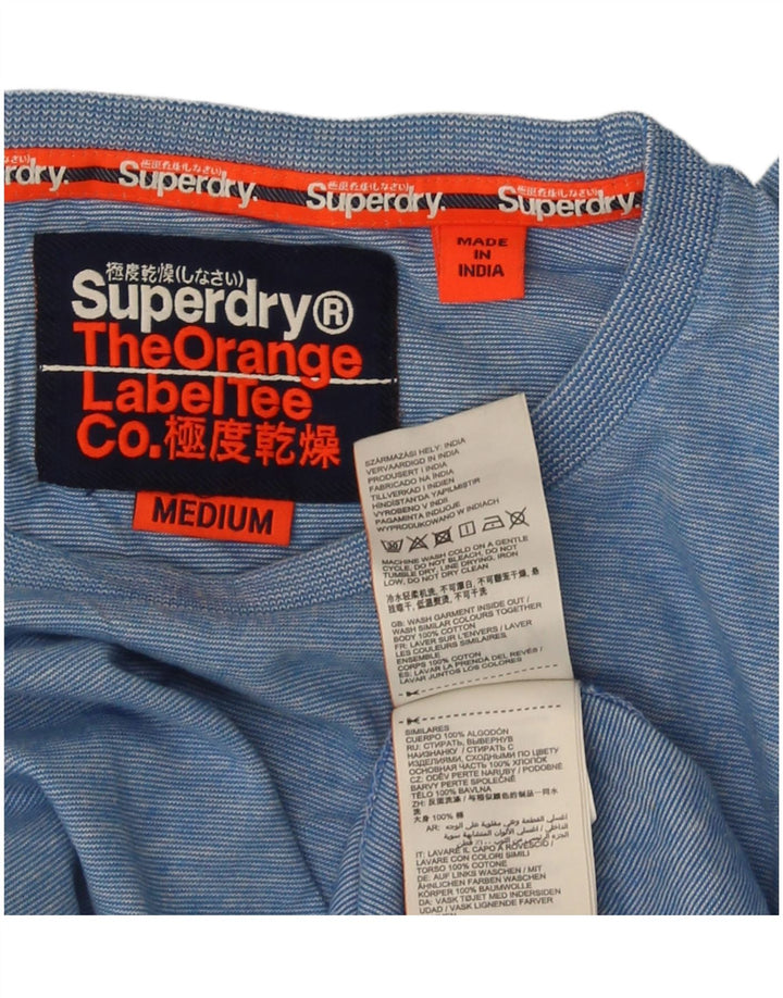 Męski top Superdry z długim rękawem, średni niebieski, bawełniany w cętki
