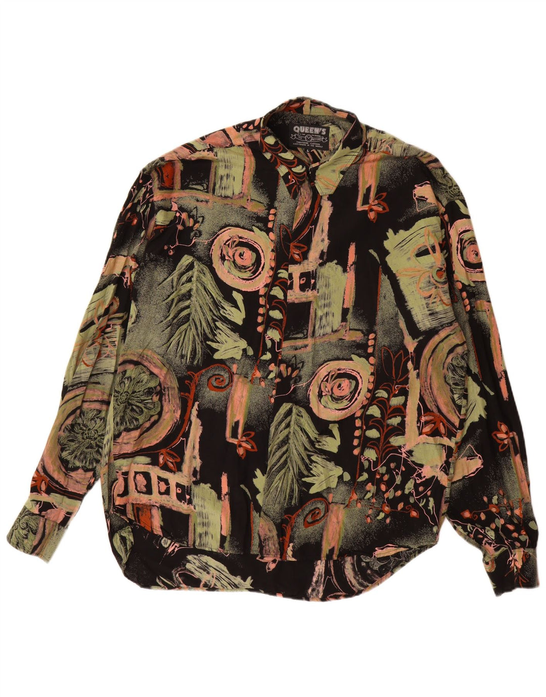 Koszula męska w stylu vintage w abstrakcyjny wzór, duża, wielokolorowa wiskoza w kwiaty