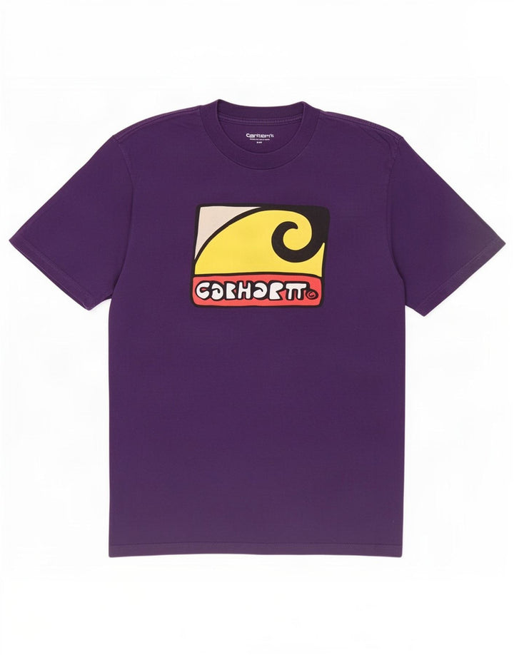 Męska koszulka z grafiką Carhartt, średnia fioletowa bawełna
