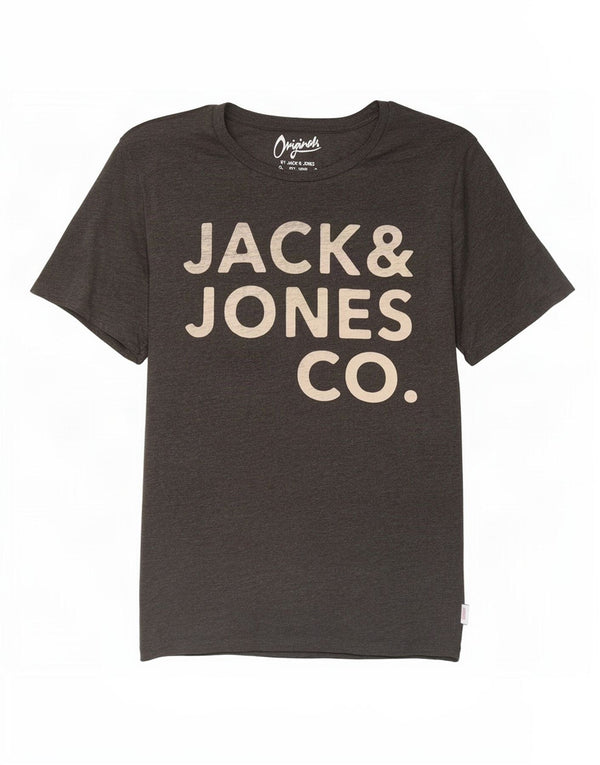 Męski T-shirt z grafiką Jack & Jones, duży, szary, bawełniany