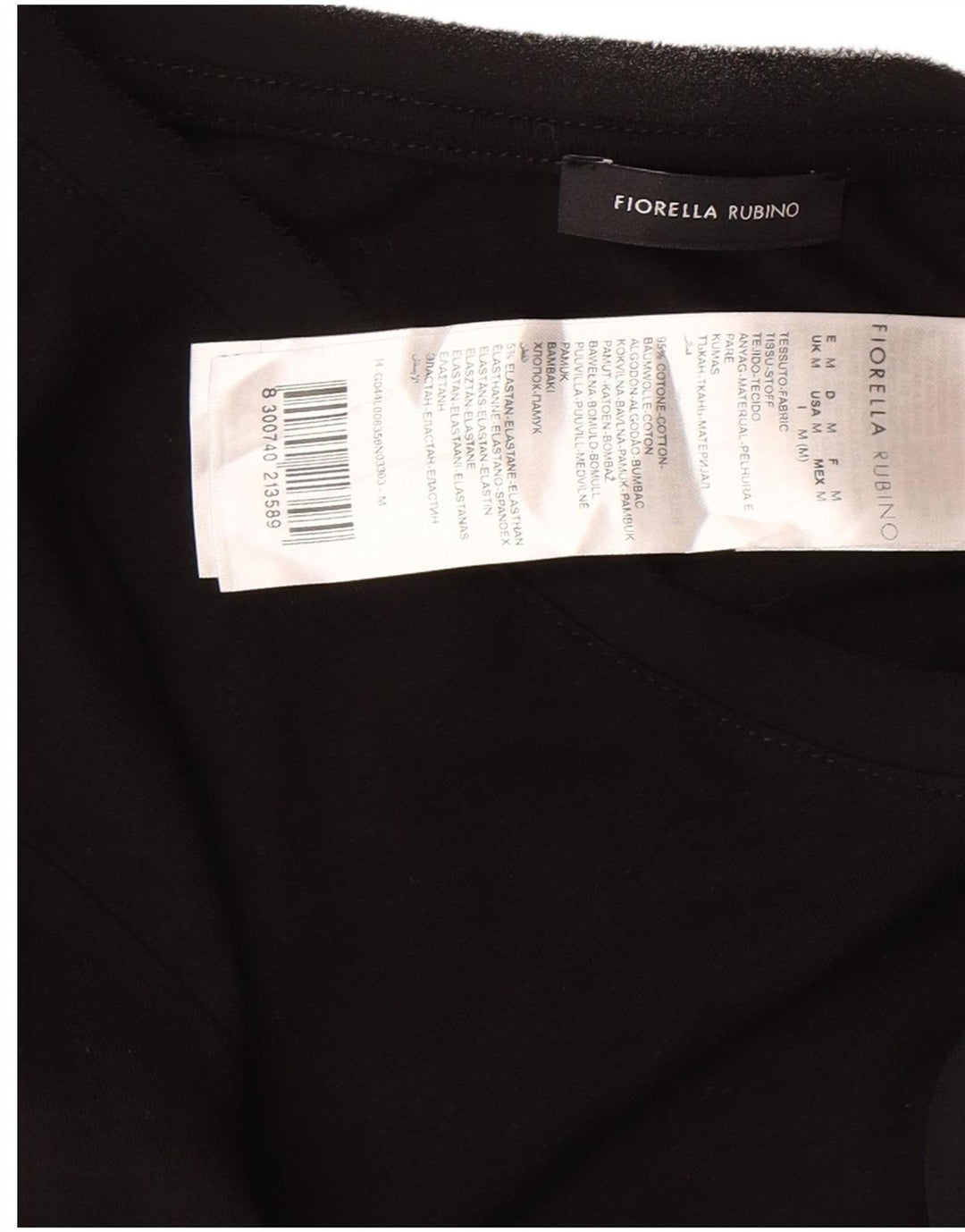 Damski top graficzny Fiorella Rubino z długim rękawem, UK 14, średnia czarna bawełna