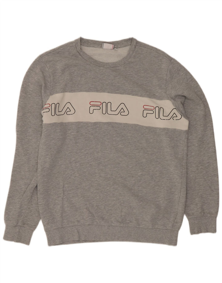 Męska bluza z grafiką Fila, duża, szara, bawełniana w bloki kolorów