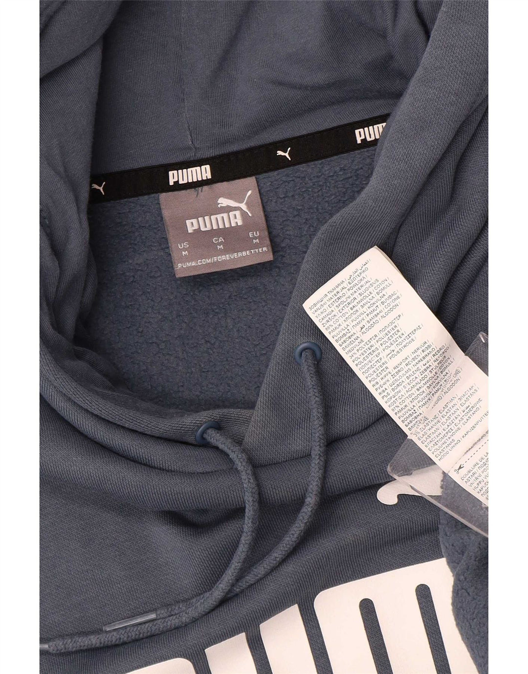 Męski sweter z kapturem Puma z grafiką, średni niebieski, bawełniany